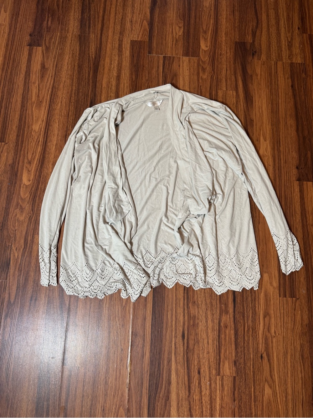 Krazy Kat Open Front Longline Boho Cream Cardigan XXL Cut Out Sleeve Design